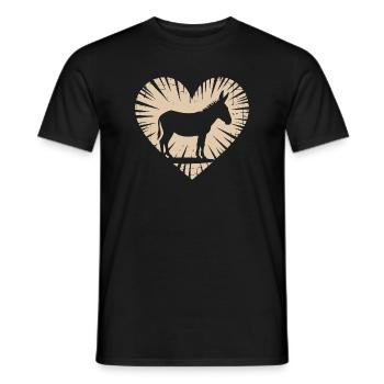 Heart with donkey silhouette - Men's T-Shirt - black - Front - AI Model Male 178 light (178cm)