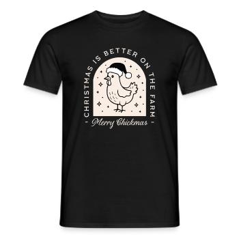  Chicken Christmas greetings wishes homestead farm - Men's T-Shirt - black - Front - AI Model Male 178 light (178cm)