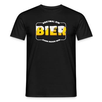 First beer – dam let's talk - Men's T-Shirt - black - Front - AI Model Male 178 light (178cm)
