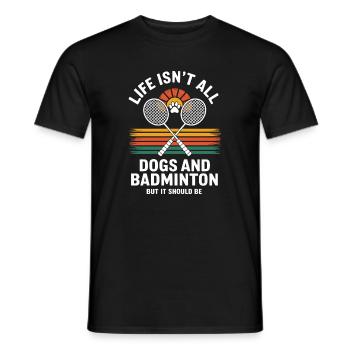Dogs and badminton - Men's T-Shirt - black - Front - AI Model Male 178 light (178cm)