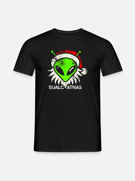 Festliches Alien Head Weihnachtsdesign - Männer T-Shirt - Schwarz