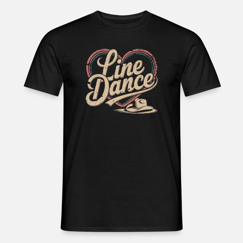 Line Dance Heart Retro Design - Männer T-Shirt - Schwarz