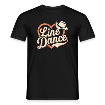 Danse en ligne avec un cœur et un chapeau de cowboy - T-shirt homme - noir - Devant - AI Model Male 178 light (178cm)