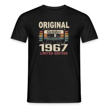 Geboren im Oktober 1967 | Vintage Geschenk Oktober 1967 - Männer T-Shirt - Schwarz - Vorne - AI Model Male 178 light (178cm)