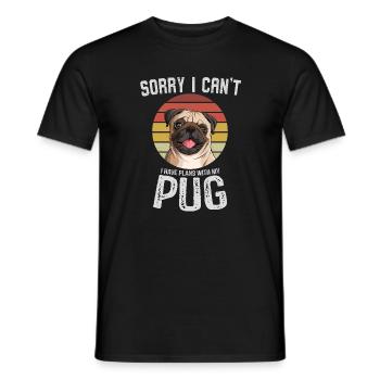 Humorous Pug with Text Design - Men's T-Shirt - black - Front - AI Model Male 178 light (178cm)
