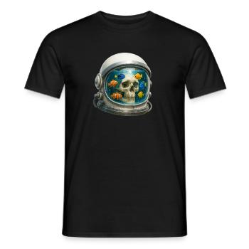 Astronaut Helmet Fish Tank Art with Fishes - Men's T-Shirt - black - Front - AI Model Male 178 light (178cm)