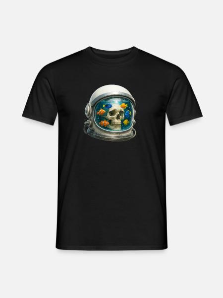 Astronautenhelm Aquarium Kunst mit Fischen - Männer T-Shirt - Schwarz