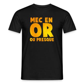 T shirt Mec en or_message Impactante en Tons Dorés - T-shirt homme - noir - Devant - AI Model Male 178 light (178cm)