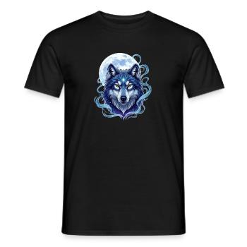 Mystischer Wolf mit Mondschein-Hintergrund - Männer T-Shirt - Schwarz - Vorne - AI Model Male 178 light (178cm)