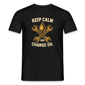 Keep calm and change oil Workshop mechanic - Men's T-Shirt - black - Front - AI Model Male 178 light (178cm)