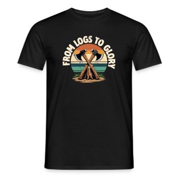 Axtwerfen Holzfäller From Logs to Glory - Männer T-Shirt - Schwarz - Vorne - AI Model Male 178 light (178cm)