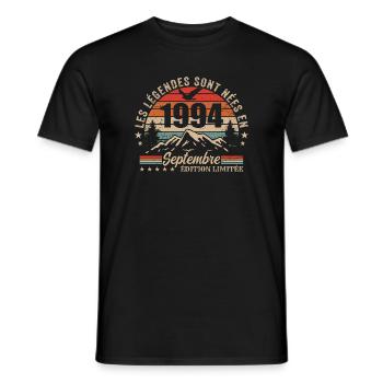 légendaire depuis septembre 1994 | septembre 1994 - T-shirt homme - noir - Devant - AI Model Male 178 light (178cm)