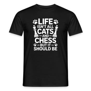 Katzen und Schach Motiv - Männer T-Shirt - Schwarz - Vorne - AI Model Male 178 light (178cm)