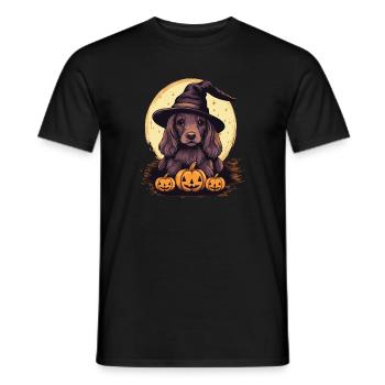 Halloween Witch Hat Pumpkin Dog Cocker Spaniel - Men's T-Shirt - black - Front - AI Model Male 178 light (178cm)