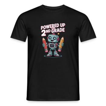 Powered Up For 2nd Grade Robot School - Men's T-Shirt - black - Front - AI Model Male 178 light (178cm)