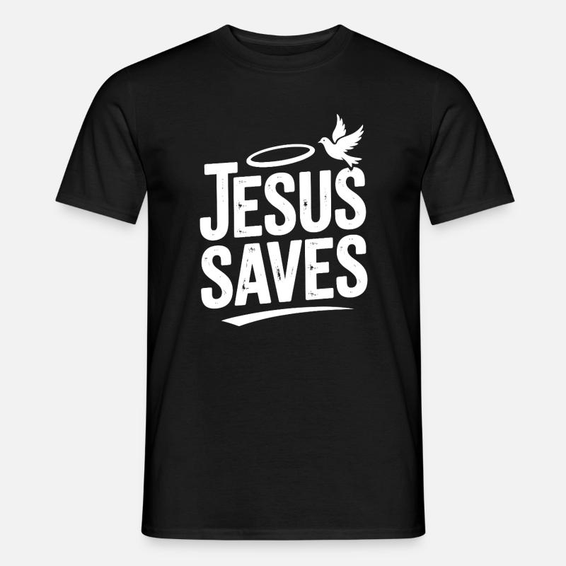 Jesus rettet - Männer T-Shirt - Schwarz