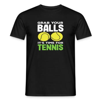Tennis Spieler: Schnapp Deine Bälle Es Ist Zeit - Männer T-Shirt - Schwarz - Vorne - AI Model Male 178 light (178cm)