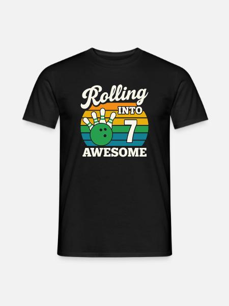 Retro Bowling Inspired 7th Birthday Design - Men's T-Shirt - black