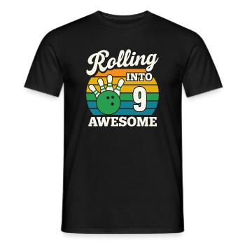 Rolling Into 9 Awesome Bowling Design - Men's T-Shirt - black - Front - AI Model Male 178 light (178cm)