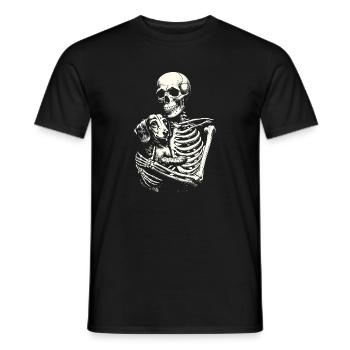 Teckel squelette étreignant - T-shirt homme - noir - Devant - AI Model Male 178 light (178cm)