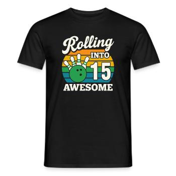 Retro Bowling Feier zum 15. Geburtstag - Männer T-Shirt - Schwarz - Vorne - AI Model Male 178 light (178cm)