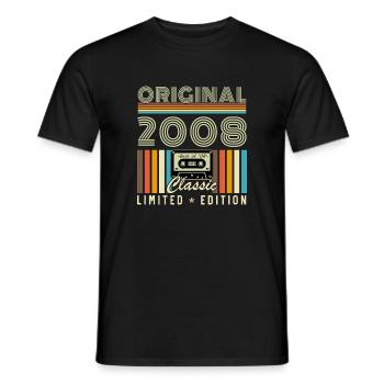 2008 Vintage Retro Birthday Gift - Men's T-Shirt - black - Front - AI Model Male 178 light (178cm)
