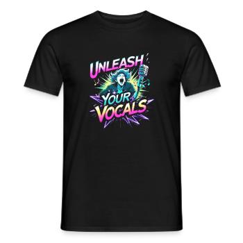 Karaoke Karaoke Singer Unleash Your Vocals - Men's T-Shirt - black - Front - AI Model Male 178 light (178cm)