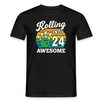 Retro Bowling 24th Birthday Design - Men's T-Shirt - black - Front - AI Model Male 178 light (178cm)