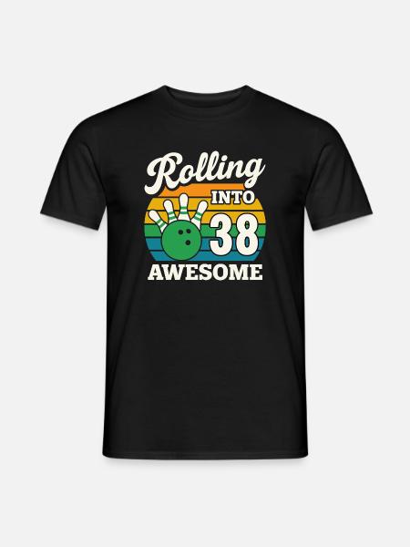 Bowling 38th Birthday Celebration Graphic - Men's T-Shirt - black