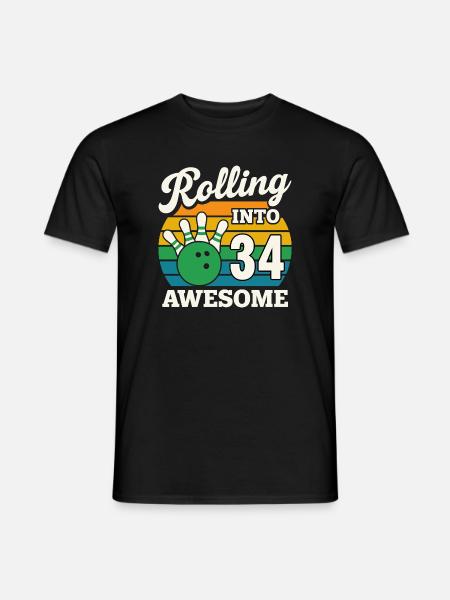 Bowling 34th Birthday Celebration Graphic - Men's T-Shirt - black