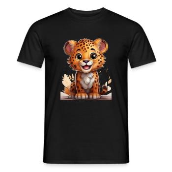 Playful cheetah motif for children - Men's T-Shirt - black - Front - AI Model Male 178 light (178cm)