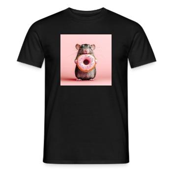 Süße Maus mit buntem Donut - Männer T-Shirt - Schwarz - Vorne - AI Model Male 178 light (178cm)