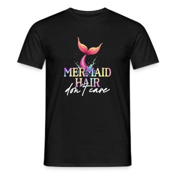 Sirène Sirène Cheveux Je m'en fiche - T-shirt homme - noir - Devant - AI Model Male 178 light (178cm)