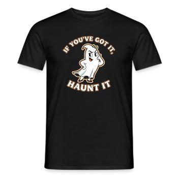 Playful ghost motif with saying - Men's T-Shirt - black - Front - AI Model Male 178 light (178cm)