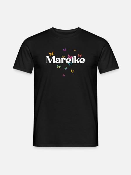 Schöner Mädchenname MAREIKE mit Schmetterlingen  - Männer T-Shirt - Schwarz