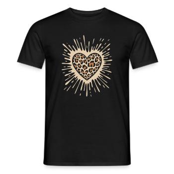 Heart in leopard print - Men's T-Shirt - black - Front - AI Model Male 178 light (178cm)
