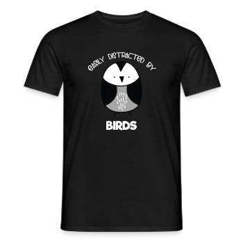 Minimalist Bird Cartoon Illustration - Men's T-Shirt - black - Front - AI Model Male 178 light (178cm)
