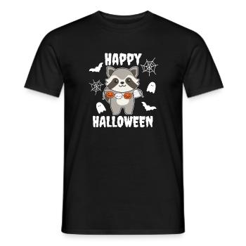 Costume de raton laveur joyeux Halloween citrouille fantôme - T-shirt homme - noir - Devant - AI Model Male 178 light (178cm)