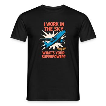 Hôtesse de l’air Personnel navigant commercial Life Aviation - T-shirt homme - noir - Devant - AI Model Male 178 light (178cm)