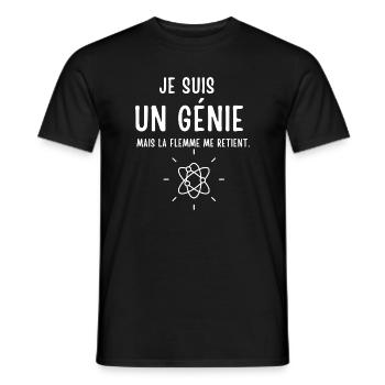 Ich bin ein Genie, aber Faulheit hält mich zurück - Männer T-Shirt - Schwarz - Vorne - AI Model Male 178 light (178cm)