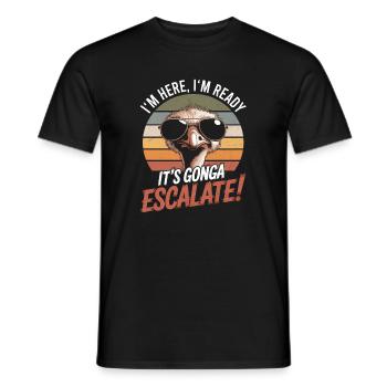 Retro Strauss I'm Here We Go It's Escalating - Men's T-Shirt - black - Front - AI Model Male 178 light (178cm)