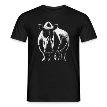 Strong Rhino – Wildlife Illustration - Men's T-Shirt - black - Front - AI Model Male 178 light (178cm)