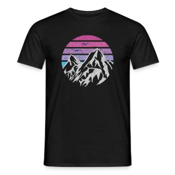 Montagnes Rétro Soleil - T-shirt homme - noir - Devant - AI Model Male 178 light (178cm)