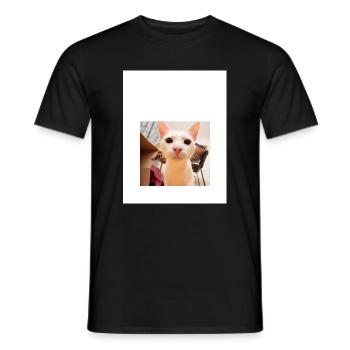 Playful Cat Portrait with Sniffing Detail - Men's T-Shirt - black - Front - AI Model Male 178 light (178cm)