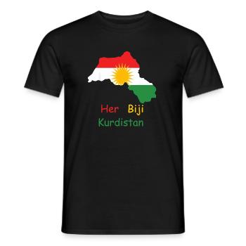 Kurdistan flag with Kurdish sun - Men's T-Shirt - black - Front - AI Model Male 178 light (178cm)