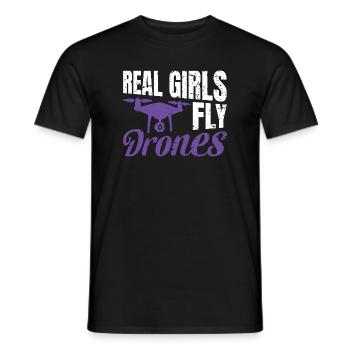 Real Girls fly Drones - Men's T-Shirt - black - Front - AI Model Male 178 light (178cm)