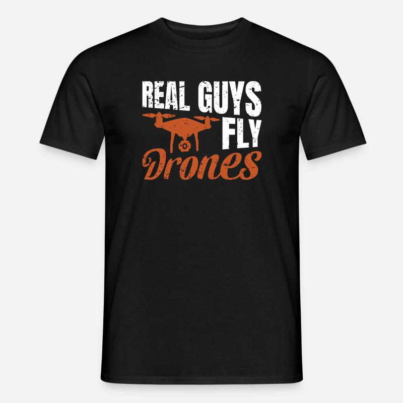 Real Guys fly Drones - Männer T-Shirt - Schwarz
