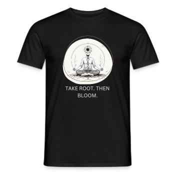Flower meditation with root connection - Men's T-Shirt - black - Front - AI Model Male 178 light (178cm)