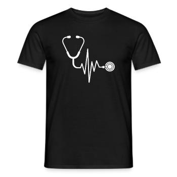 Conception de médecine stéthoscopique de battement de cœur - T-shirt homme - noir - Devant - AI Model Male 178 light (178cm)