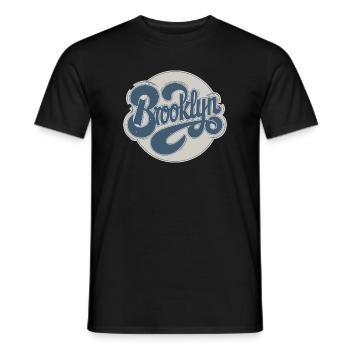 Vintage Brooklyn Typography - Men's T-Shirt - black - Front - AI Model Male 178 light (178cm)